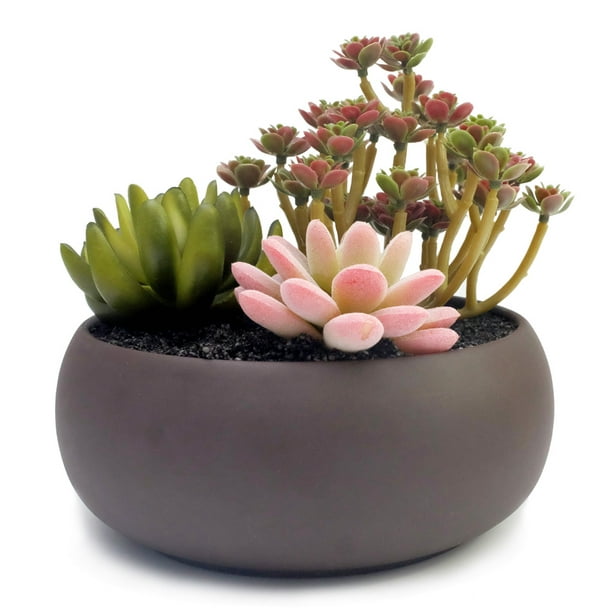 Succulent Plants Pots of 2 Colors Ceramic Cat ，Decorative Ceramic Flower Planter Pot with Drainage，for Home Office Desk Decoration 